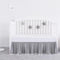 Crib Bed Skirt Grey Pleated with White Lovely Pompoms, Bedding Dust Ruffle