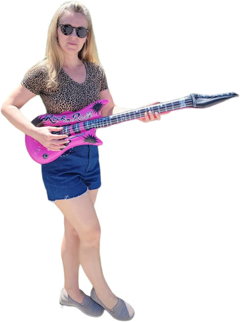 (40 Inches) 80s (3 Pack)), Zugar Land Gold Rock-n-Roll Inflatable Guitar Vinyl. Perfect Party Favor, DJ Dance Rocker