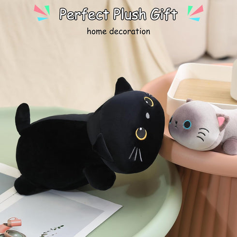 9.8 Inch, 0.8 Lbs SQEQE Weighted Black Cat Plush, Weighted Black Cat Stuffed Animal, Cute Plushies Soft Pillow Toy Gift