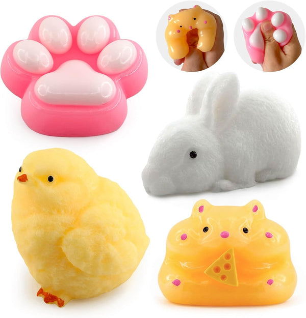mpoakid Taba Squishy Toys 4 Pack, Soft Sensory Fidget Squeeze Toys for Stress