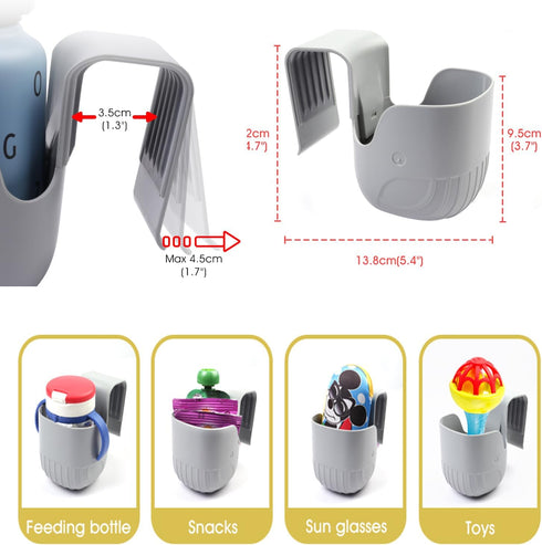 Child Cup Holder for Convertible Car Seats, Baby Stroller Cup Holder, Compatible with Majority of Car Seat Models – Grey