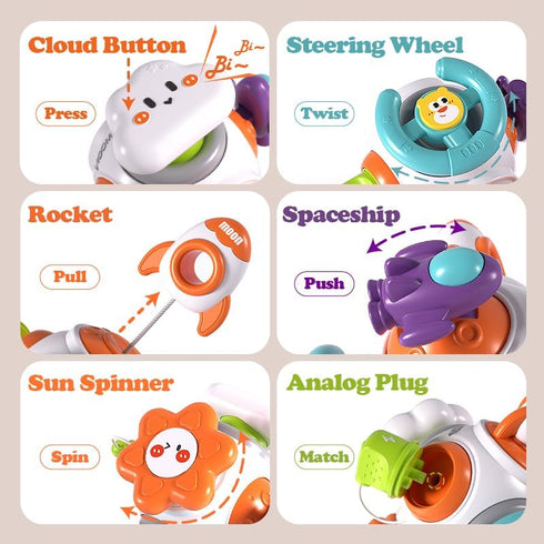 Montessori Sensory Toys for Toddlers 1-3 - Travel Activities Busy Board Cube for Baby Gifts 6-18 Months