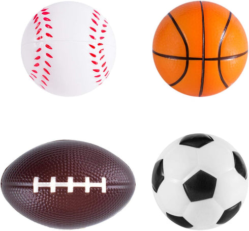 Super Z Outlet Mini Foam Sports Balls, 24 Pack for Kids & Adults, Mini Baseball, Football, Basketball