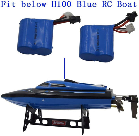 Blomiky 2 7.4V 600mAh Lion Battery with SM-2P Black 2 Pin Plug for Skytech RC Ship Boat