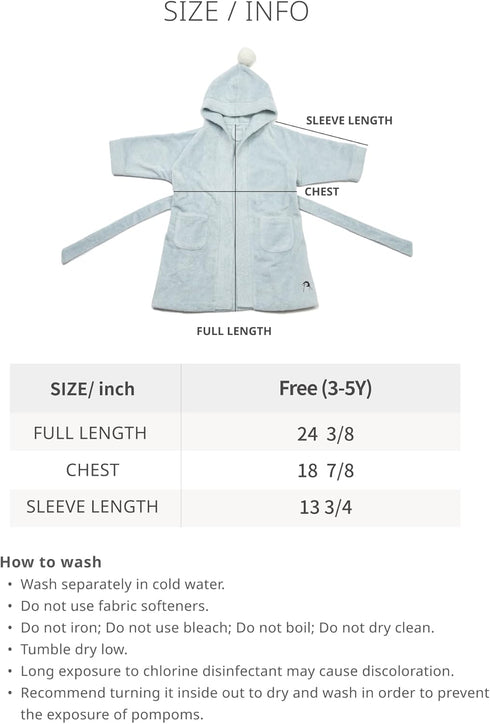 3-5Y Konny Kids Bathrobes, Hooded Towel, Oeko-TEX Certified Bathrobes, Ultra Soft, Quick-Dry Washcloth for Baby Boys