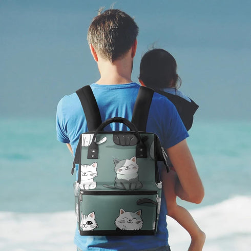 Hsnar Backpack Cute Cats Waterproof Diaper Bag Large Capacity Baby Bag with Stroller Straps, Multi-Pocket Diaper Bag