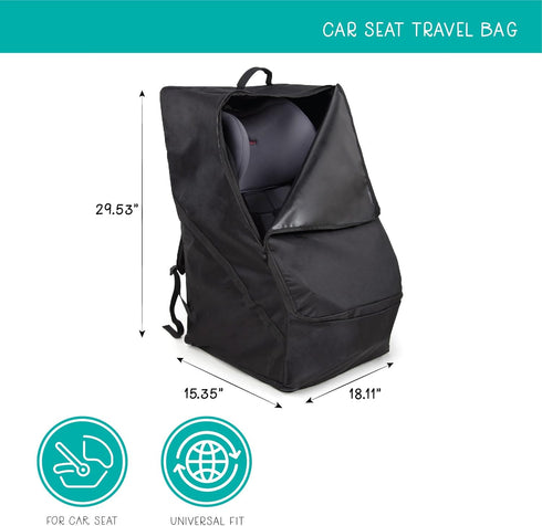 The Peanutshell Car Seat Travel Bag for Airplane Gate Check, Universal Fit, Backpack Cover for Baby Travel Essentials