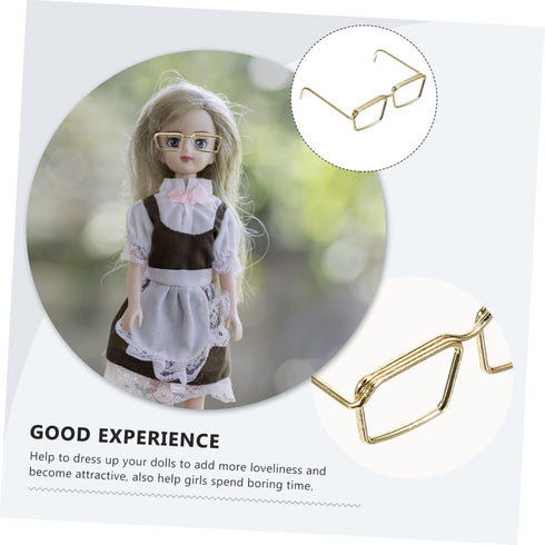 10 Pcs Classic Round Glasses Frame for Dolls, Steel Golden Metal Doll Toy Accessories