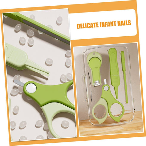 LIOOBO Trimmer Set Nail Clipper and for Newborns, Grooming Kit with Green Portable Case, Safe Finger Nail Clippers