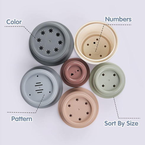 Stacking Cups Baby Toy for 6-12 Months, Toddler Nesting Cups Set, 8PCS Stackable Bath Toy for 1-3 Years Old