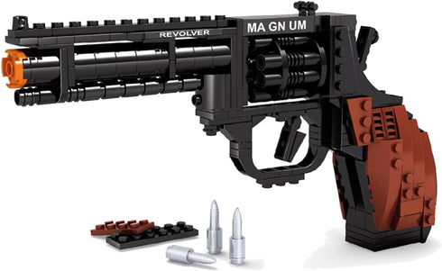 Pxawck 1:1 Revolver Building Bricks Gun Toy, 300 PCS WW2 Military Toys Pistol