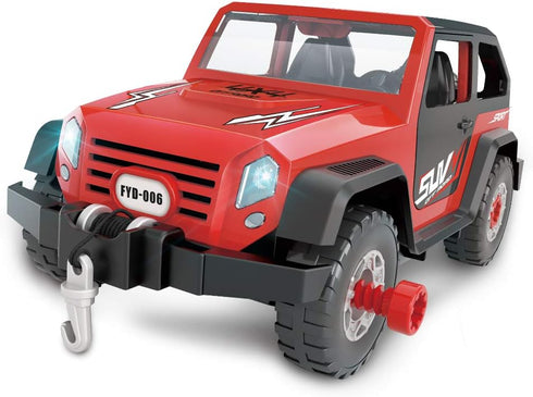 FYD 2in1 Playset 3 Take Apart Jeep Car STEM Learning Assembly with Functional Battery-Powered Drill - Early Childhood