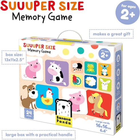 Suuuper Size Memory Matching Kids Game by Banana Panda - 24 Extra-Large 6” x 6” Cards for Ages 2-4