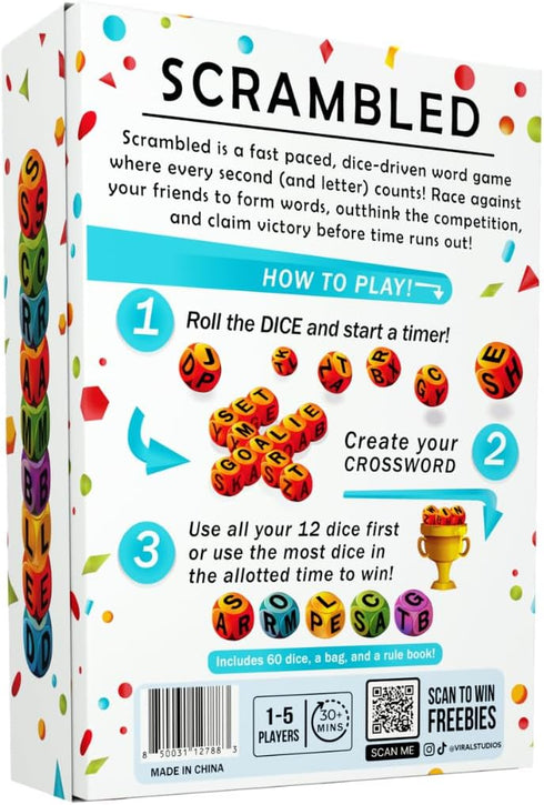 15 Viral Studios Scrambled The Dice-Driven Word Game Fast-Paced Party Game | Spell, Shout, and Win in This Ultimate