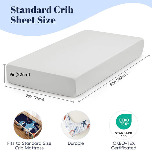 4 Pack 28x52 Inches PHF Soft Shark Crib Sheets Fitted, Comfy Breathable Baby Sheets for Boys Girls, Fits Standard Crib