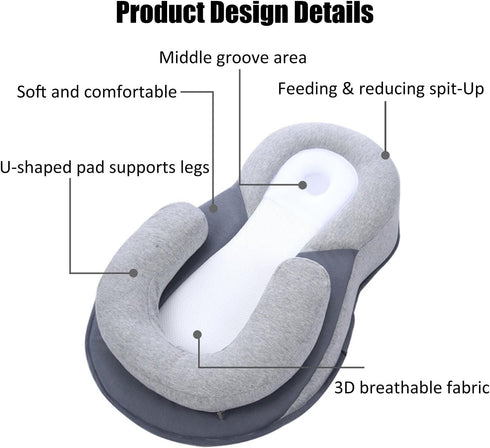 Veayiik Baby Wedge Pillow for Newborn, Adjustable Baby Feeding Support Lounger for Reducing Spit-Up