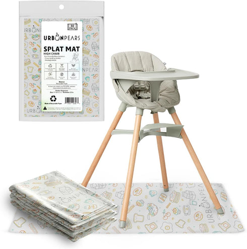 Disposable Splat Mats for Under High Chair - 30pcs, Eco-Friendly & Compostable, Splash Proof, Baby Led Weaning Supplies