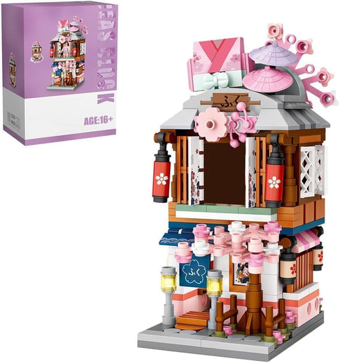 Japanese Street View Kimono Shop Building Kits, 418 PCS Modular House Mini DIY Model Set for Adults