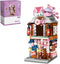 Japanese Street View Kimono Shop Building Kits, 418 PCS Modular House Mini DIY Model Set for Adults