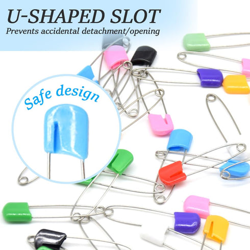 CEEYSEE 50 2.12 Inch Pieces Safety Pins Diaper Pin Stainless Steel Nappy Pins Plastic Head Baby Safety Pins Colour Safe