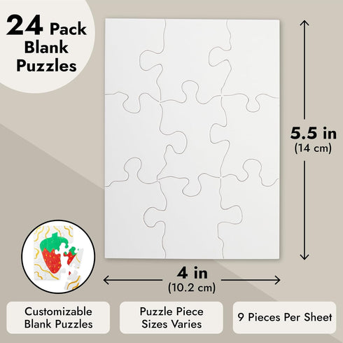 Bright Creations 24 Sheets Blank Puzzles for DIY, 5.5 x 4 Inch Jigsaw Puzzle Pieces, Bulk Arts and Crafts Projects