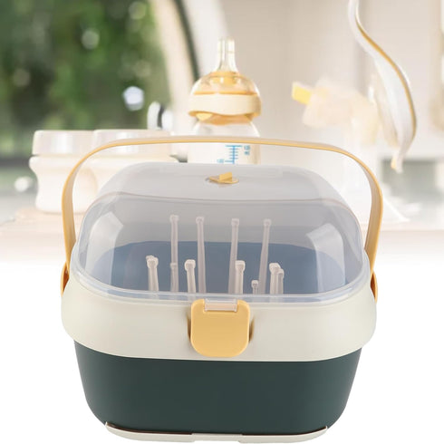 Greensen Baby Bottle Storage Box, Plastic Drying Rack with Space-Saving Design for Nursery & Kitchen Organization