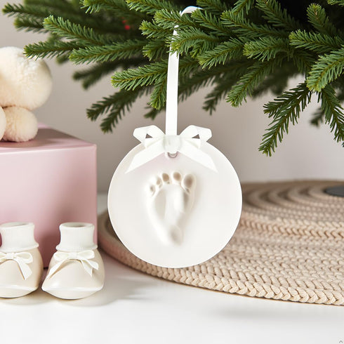 Tiny Ideas DIY No Mess Hanging Christmas Ornament Keepsake Kit, Baby Hand and Footprint Keepsake, White