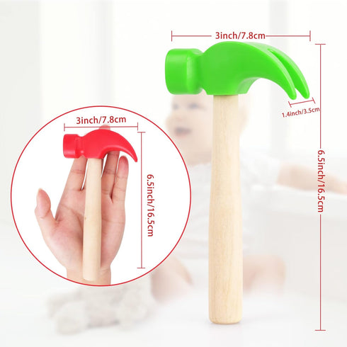 Fowecelt 2 Pack Wooden Hammer Toys, Simulation Hammers Educational Tools for Kids Birthday Party Games Supplies