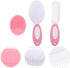 Set ibasenice Brush and Comb for Newborns, Silicone Scalp Massage Hairbrush and Palm Detangling Comb, Pink Nylon
