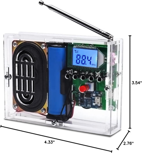MiOYOOW F? Radio Kit, LCD Display Rechargeable Digital Radio Module DIY Kit with Headphone Jack for Education and Home
