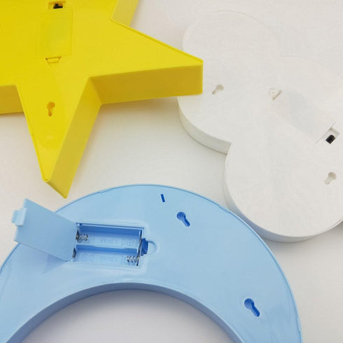 3PCS Decorative LED Crescent Moon Cloud and Star Night Lights Lamps Marquee Signs Letters for Baby Nursery Decorations