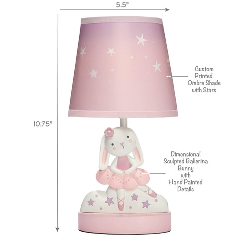 Bulb Bedtime Originals Tiny Dancer Bunny & Stars Pink Nursery Lamp with Shade