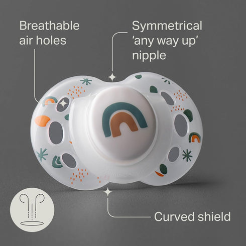 Tommee 18-36 Symmetrical Pack 6 Tippee Night Time Pacifier, Months, Silicone Baglet, BPA-Free Binkies, Glow in The Dark