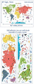 HomeEvolution Kids Educational Removable World Map Peel and Stick Large Wall Decals Stickers for Nursery Bedroom