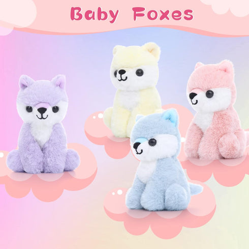 Muiteiur 5-Piece Mommy & Baby Fox Plush Set, Soft Stuffed Animals for Kids, 20-inch Pink Gift for Birthdays