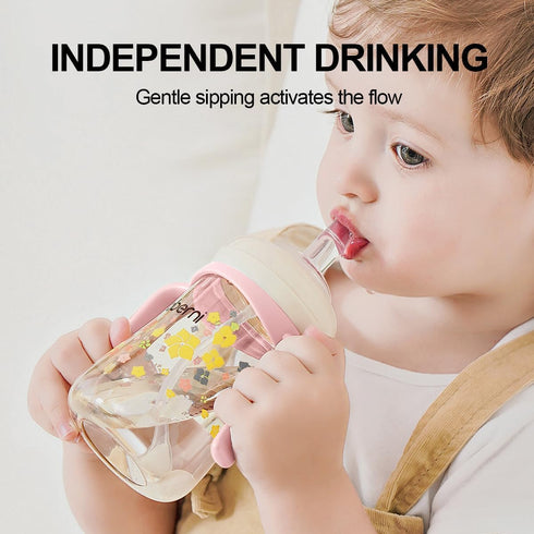 2 6-12 1-3 8 1 Pack) No Spill Sippy Cups,Weighted Straw Toddler Water Bottle with Handle,Spill Proof Toddler Cup