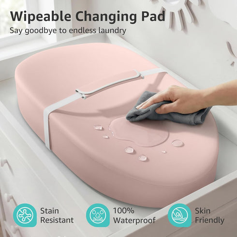 YENING Waterproof Leather Baby Changing Pad - Pink Dresser Mat