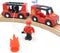 DSHMIXIA Wooden Train Cars Track Accessories Set Rescue Fire Truck Small Vehicles Magnetic