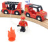 DSHMIXIA Wooden Train Cars Track Accessories Set Rescue Fire Truck Small Vehicles Magnetic