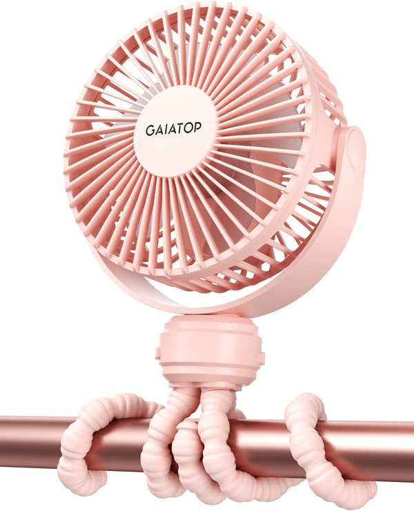 Gaiatop Mini Portable Stroller Fan, Battery Operated Small Clip on Fan, Detachable