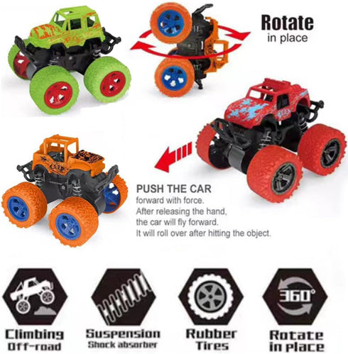 Monster Truck Toys - Friction Powered Push and Go Vehicles for Kids, Inertia Vehicle, Great Birthday Party Gift