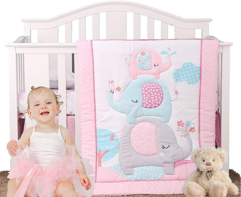 Luxanna Crib Bedding Set 3 Pieces Baby Nursery Bedding Sets with Baby Comforter,Crib