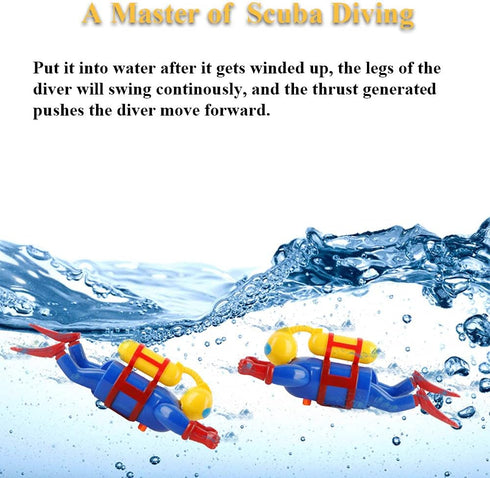 Swimming Wind-Up Diver Bath Toy for Toddlers Clockwork Powered & Diving Frogman, Battery-Free Bathtub/ Pool Water Toy