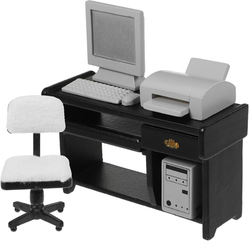 NUOBESTY Miniature Computer Simulation Office Furniture - Dollhouse Accessories Mini Desktop Chair Keyboard Model for