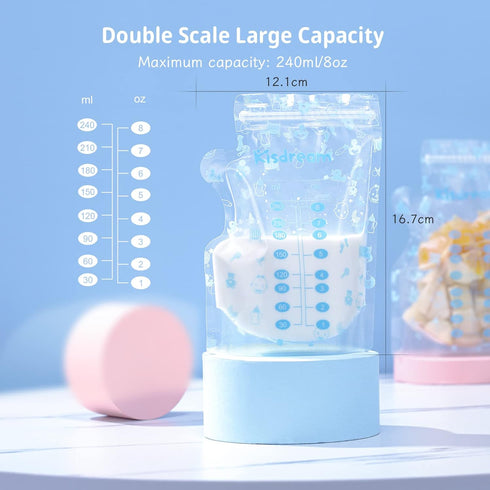 8 OZ, 100 Count Storage Breastmilk Bags for Baby with Container Spout & Thickened Design, Large Capacity Milk Storage