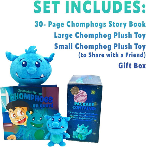 Mint Bucket Chomphogs on Guard Gift Set, Storybook and Bedtime Buddy for Kids Scared of The Dark