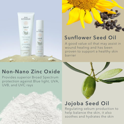 Baie Botanique Soleil Bébé - Organic Non-Toxic Mineral Baby Sunscreen SPF 50, Unscented, 110g