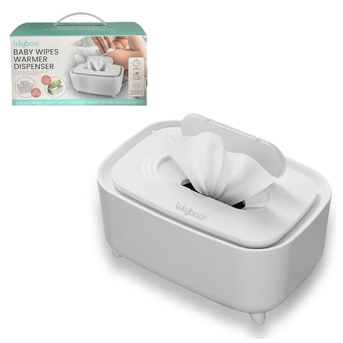 Lulyboo Warm Wipe Dispenser - Baby Wipe Warmer with Adjustable Temperature, Quick-Heating, Soft Silicone Cover