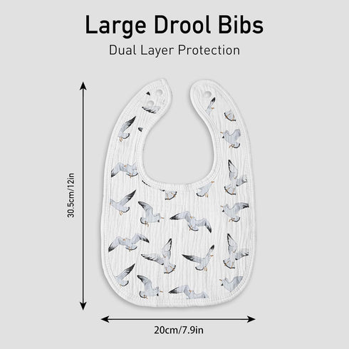 6 Pack (6, Muslin Baby Drool Bibs for Unisex Boys Girls, Soft Cotton Baby Bib for Teething Drooling, Essentials Shower