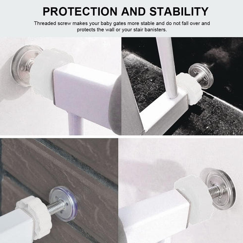 Pressure Mount Baby Gate Threaded Pivot Rod, 4-Pieces Mounting Bolt Kit for Stair Gate, Dog Gate, White